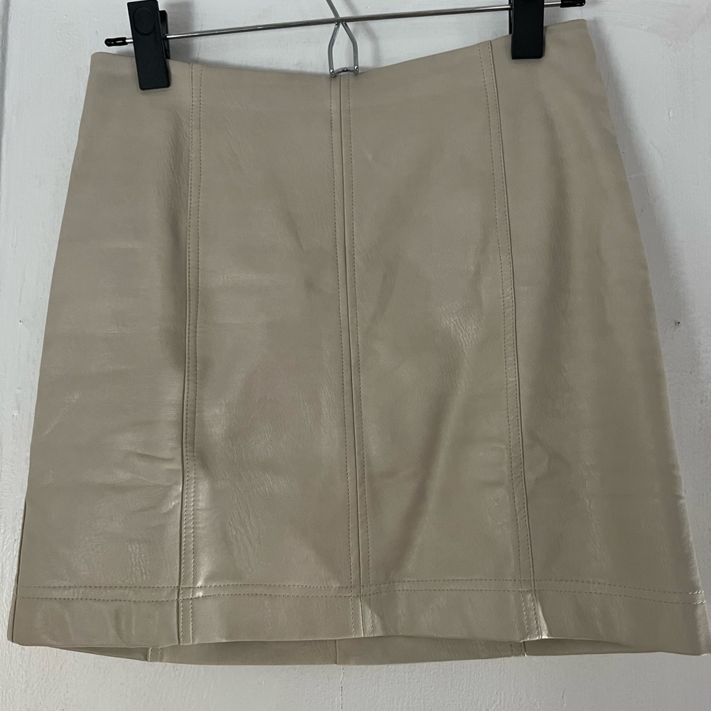 PinkLily tan leather skirt